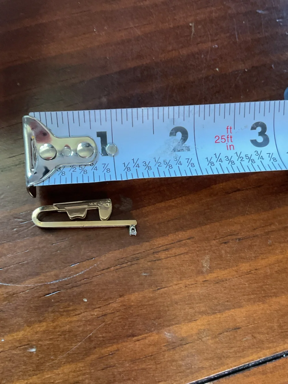 Vintage 14k Yellow Gold Tie Bar Clip with White Gemstone